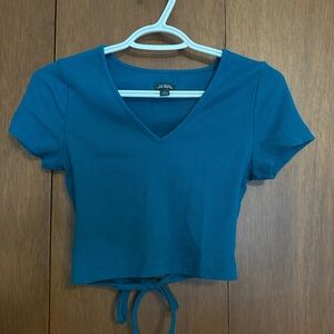 Wild Fable Teal V-Neck Crop Top
